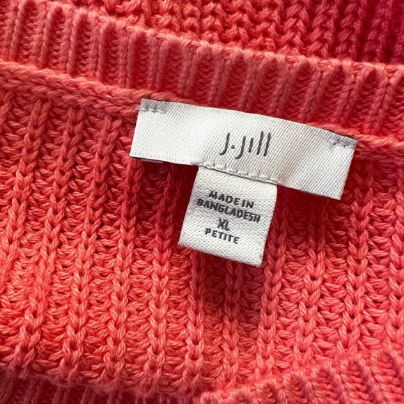 J. Jill Relaxed Knit Crew Neck Summer Sweater Coral Orange XL Petite - Picture 3 of 4